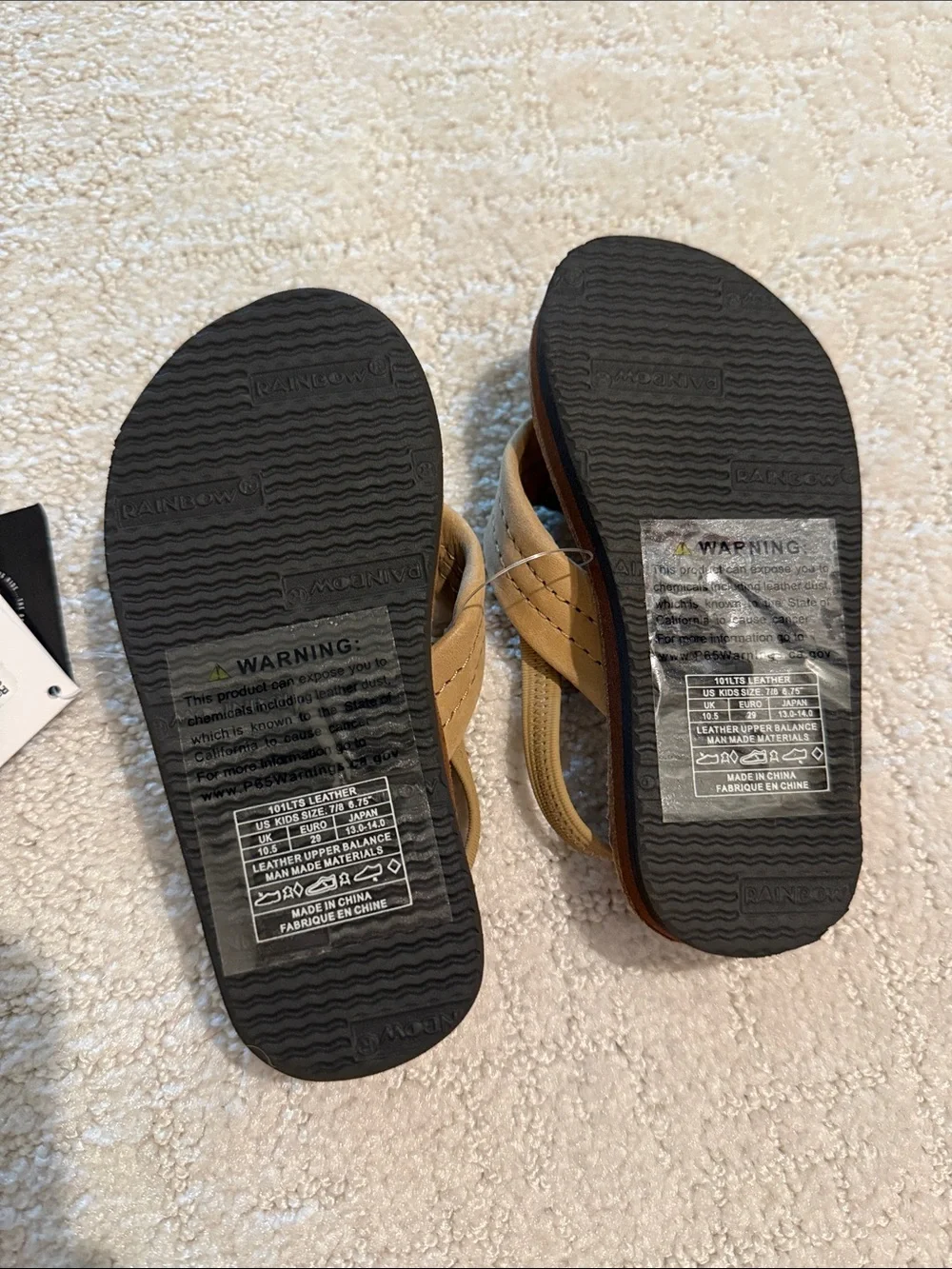 NWT Toddler Rainbow Brown/Tan Leather Flip Flop Sandals